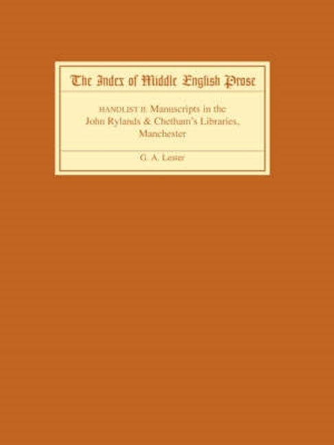 Book cover image for The Index of Middle English Prose Handlist II ISBN: 9781843841494